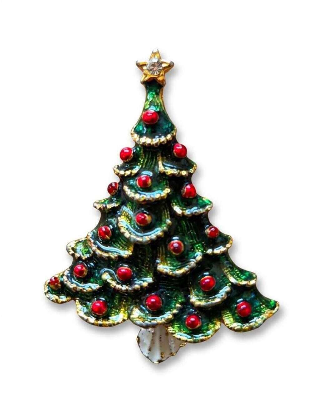 Vintage Christmas Tree Brooch Pin Sparkling Rhinestone Festive Holiday Jewelry